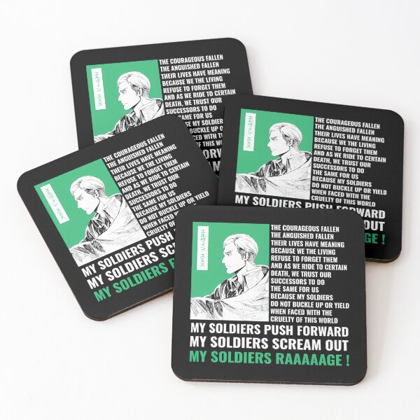 Item preview,  Erwin Smith Speech My Soldiers Raaaaaage My Soldiers Push Forward My Soldiers Scream Out designed and sold by VeronicSwift.