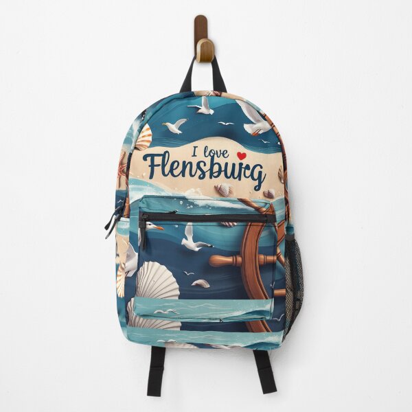 Item preview, I Love Flensburg Germany Beach Art – Nautical Seagulls, Seashells & Ocean Waves designed and sold by Khala.