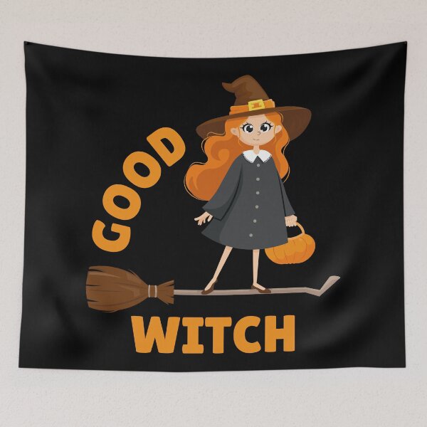 Item preview, Kawaii Witch Flying on Broom – Cute Halloween Magical designed and sold by Art-of-Rory.