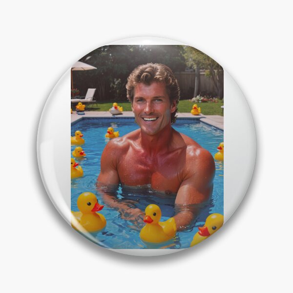 Item preview, David hasselhoff pool rubber duck party hat birthday funny prank meme gift weird designed and sold by CheeseBlueprint.