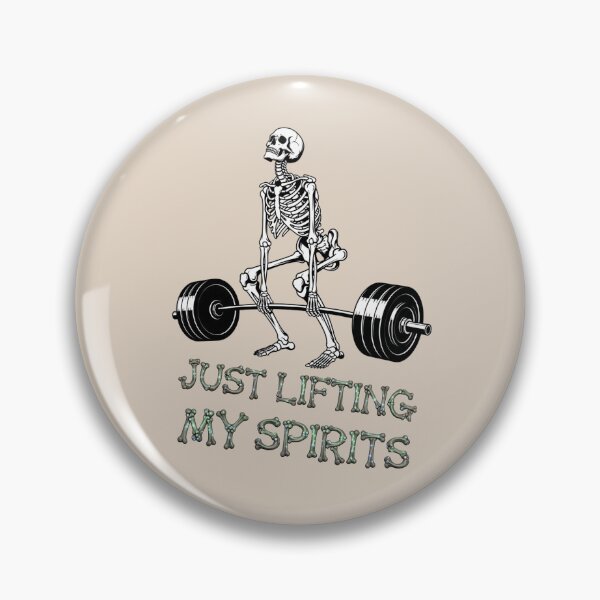 Item preview, Grim Lifter: A simple and iconic design. A skeleton weightlifter is the star, with the powerful words "Lifting My Spirits" written below in a strong font designed and sold by Grang Art Artistic Designs.