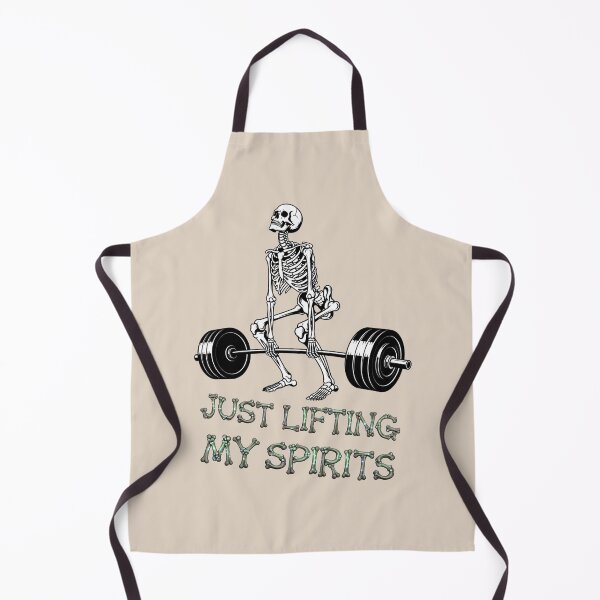 Item preview, Grim Lifter: A simple and iconic design. A skeleton weightlifter is the star, with the powerful words "Lifting My Spirits" written below in a strong font designed and sold by Grang Art Artistic Designs.