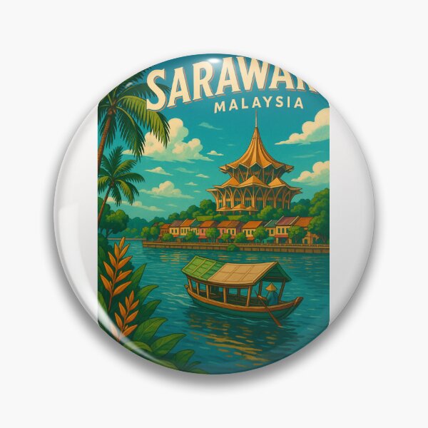 Item preview,  Kuching Waterfront with Sarawak State Assembly and Sampan designed and sold by Places On Earth.