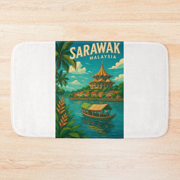 Item preview,  Kuching Waterfront with Sarawak State Assembly and Sampan designed and sold by Places On Earth.