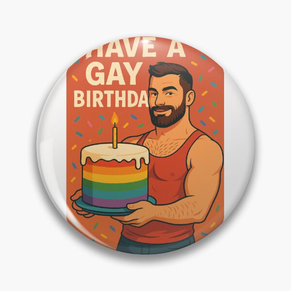 Item preview,  Gay Birthday Greeting with Rainbow Cake and Beard Guy designed and sold by Places On Earth.