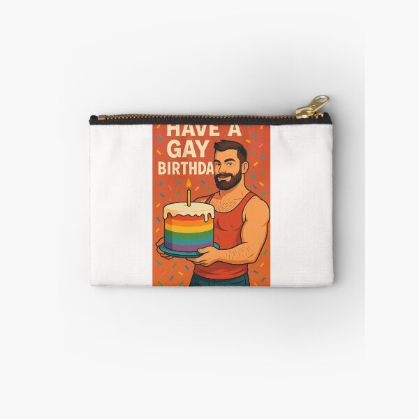 Item preview,  Gay Birthday Greeting with Rainbow Cake and Beard Guy designed and sold by Places On Earth.