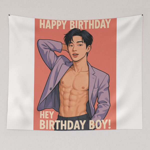 Item preview,  Sexy Asian Gay Birthday Card with Shirtless Birthday Boy designed and sold by Places On Earth.