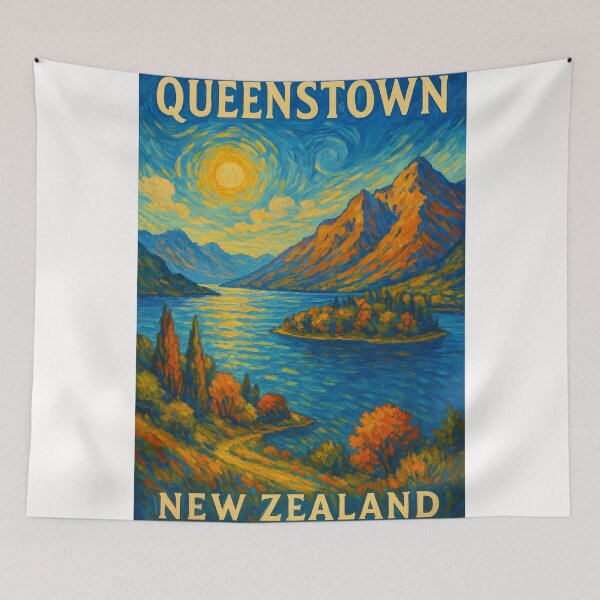 Item preview,  Queenstown, New Zealand with Lake Wakatipu and Sunlit Mountains designed and sold by Places On Earth.