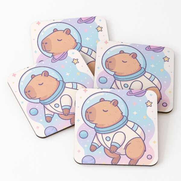 Item preview, Kawaii Capybara Astronaut – Cute Pastel Space Animal Sticker designed and sold by trend-forge.