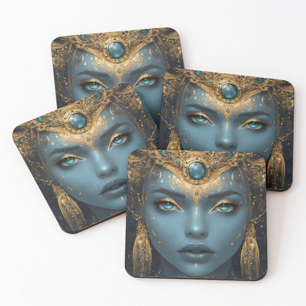 Item preview, Majestic Blue Goddess with Golden Accents in Art designed and sold by Artessie.