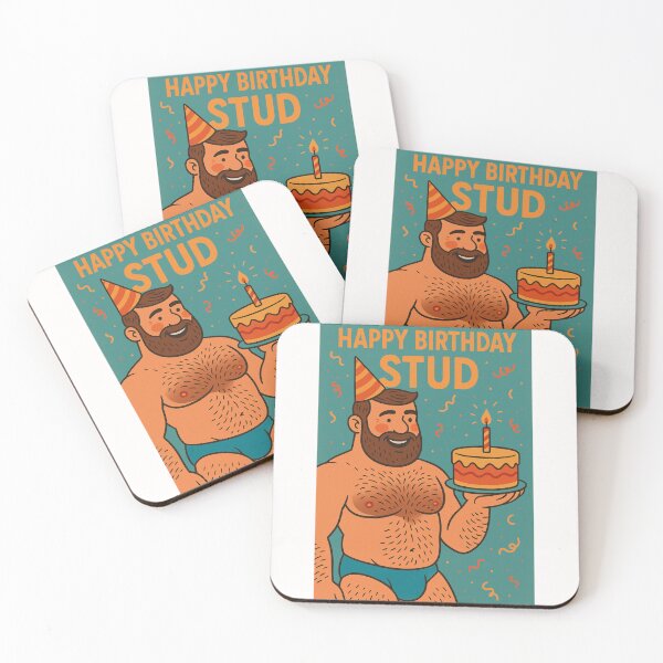 Item preview,  Birthday Stud Card Featuring Gay Bear Icon and Party Cake designed and sold by Places On Earth.