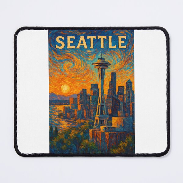 Item preview,  Seattle Skyline at Sunset with Space Needle and Puget Sound designed and sold by Places On Earth.