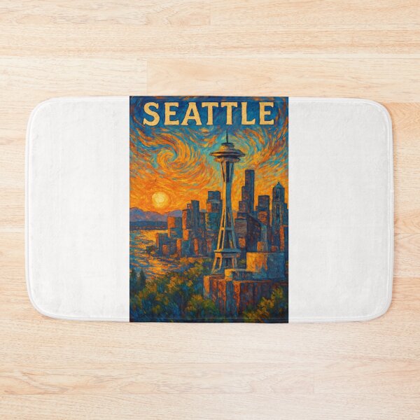 Item preview,  Seattle Skyline at Sunset with Space Needle and Puget Sound designed and sold by Places On Earth.