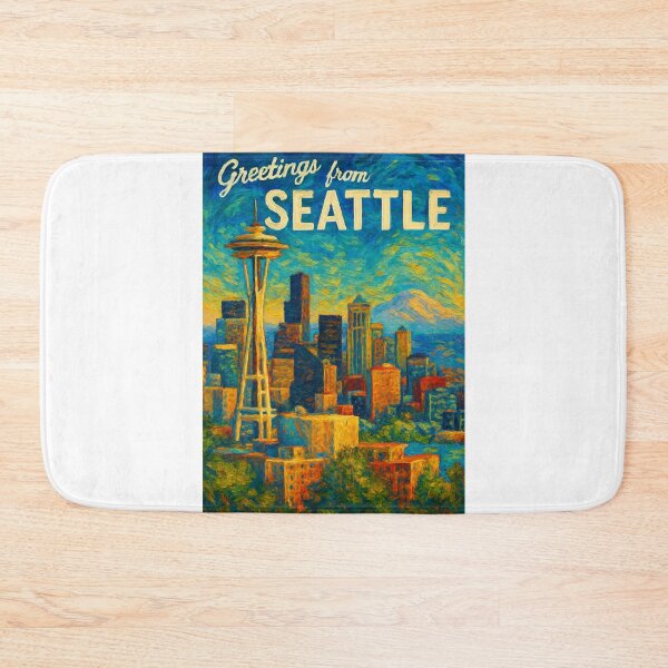 Item preview,  Greetings from Seattle with Space Needle and Mount Rainier designed and sold by Aryabek.