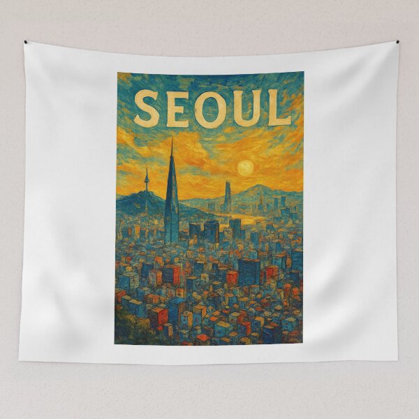 Item preview,  Seoul Skyline at Sunset with Lotte World Tower and Namsan designed and sold by Aryabek.