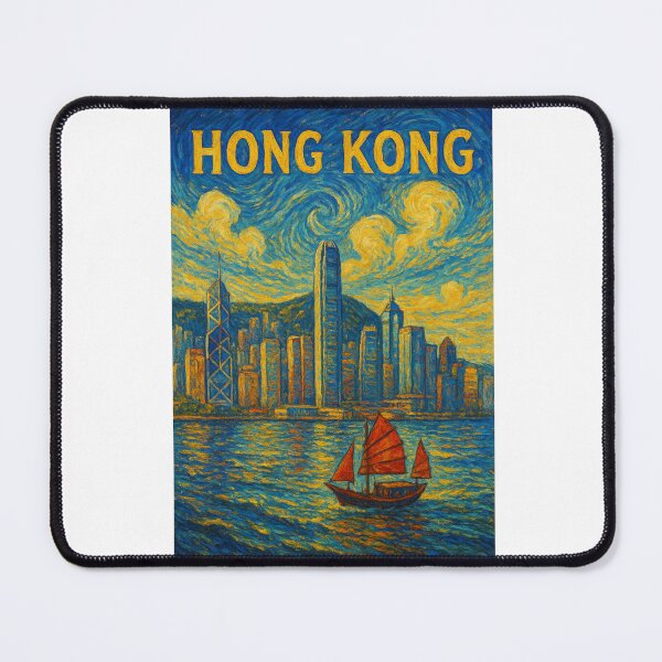 Item preview, Hong Kong Skyline with Victoria Harbour and Junk Boat designed and sold by Aryabek.