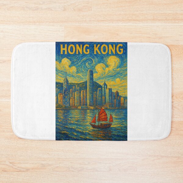 Item preview,  Hong Kong Skyline with Victoria Harbour and Junk Boat designed and sold by Aryabek.