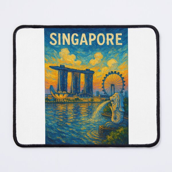 Item preview, Singapore Marina Bay with Merlion, Marina Bay Sands, and Flyer designed and sold by Aryabek.