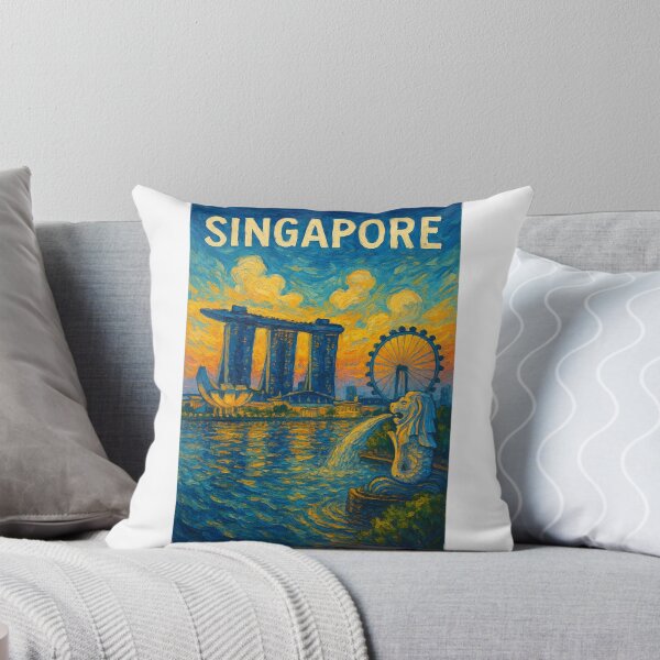 Item preview,  Singapore Marina Bay with Merlion, Marina Bay Sands, and Flyer designed and sold by Aryabek.