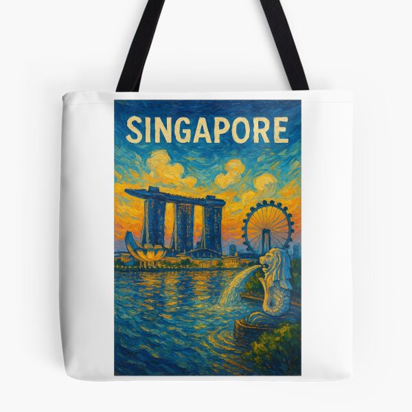 Item preview,  Singapore Marina Bay with Merlion, Marina Bay Sands, and Flyer designed and sold by Aryabek.
