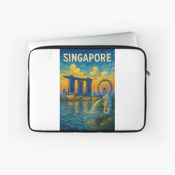 Item preview,  Singapore Marina Bay with Merlion, Marina Bay Sands, and Flyer designed and sold by Aryabek.