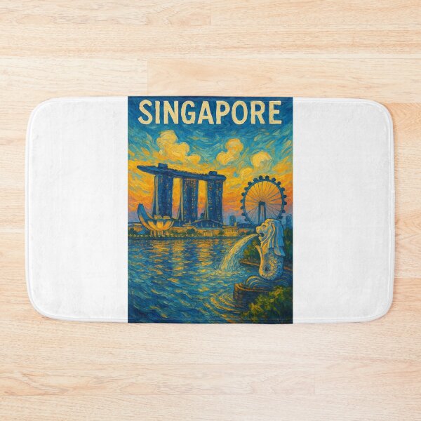 Item preview,  Singapore Marina Bay with Merlion, Marina Bay Sands, and Flyer designed and sold by Aryabek.