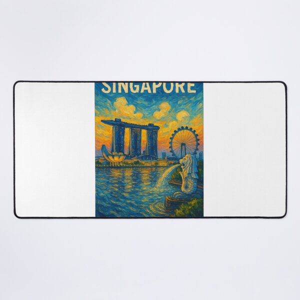 Item preview,  Singapore Marina Bay with Merlion, Marina Bay Sands, and Flyer designed and sold by Aryabek.