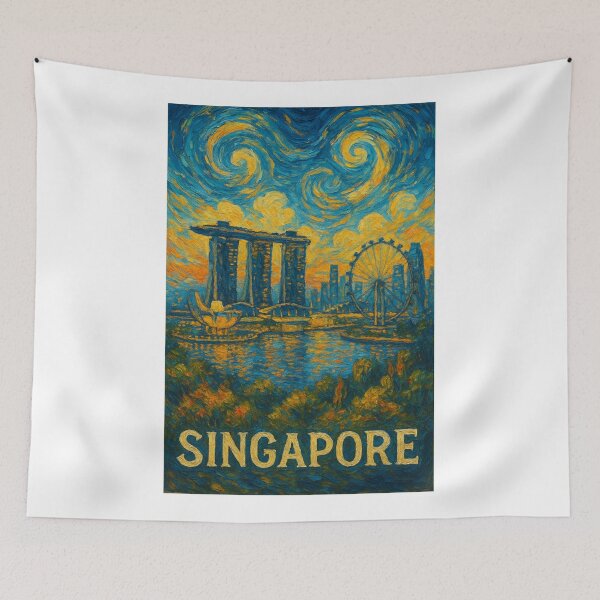 Item preview, Sunset over Marina Bay with Marina Bay Sands and Singapore Flyer designed and sold by Aryabek.