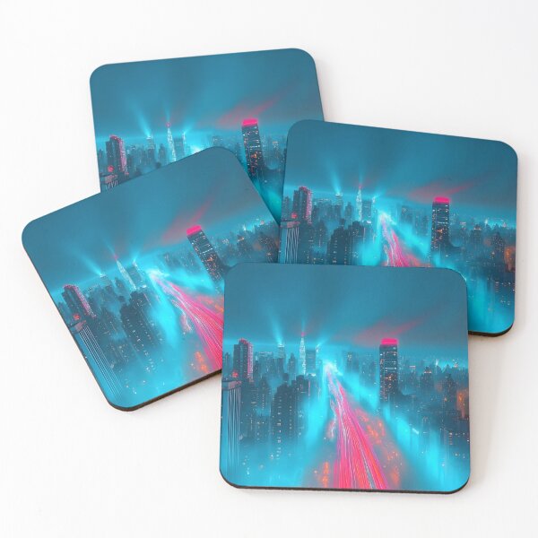 Item preview, Futuristic Cityscape with Neon Light Trails at Night designed and sold by Artessie.