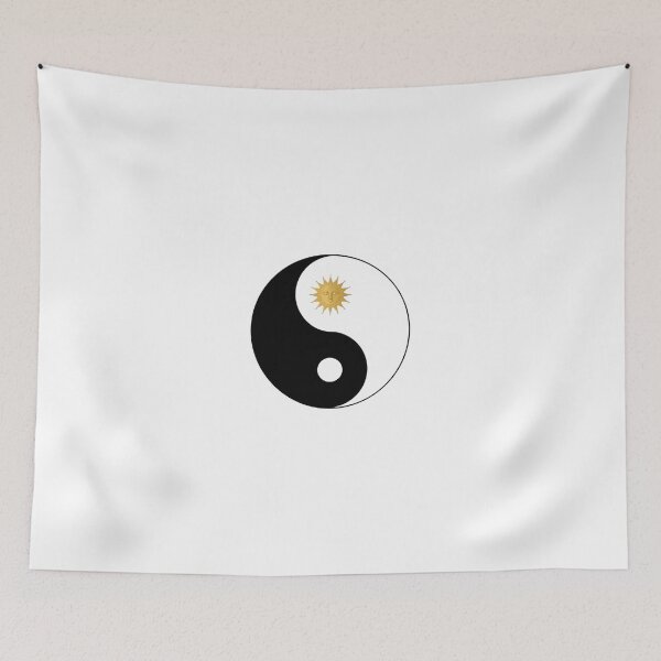 Item preview, Simple yin-yang circle, one side moon, one side sun; monochrome with a touch of gold. designed and sold by Merch By Style.