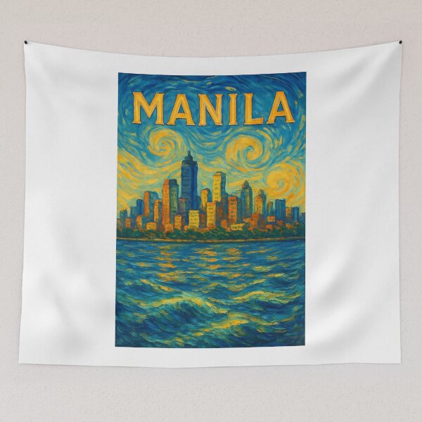 Item preview,  Manila Bay Skyline with Towering High-Rises and Swirling Sky designed and sold by Aryabek.