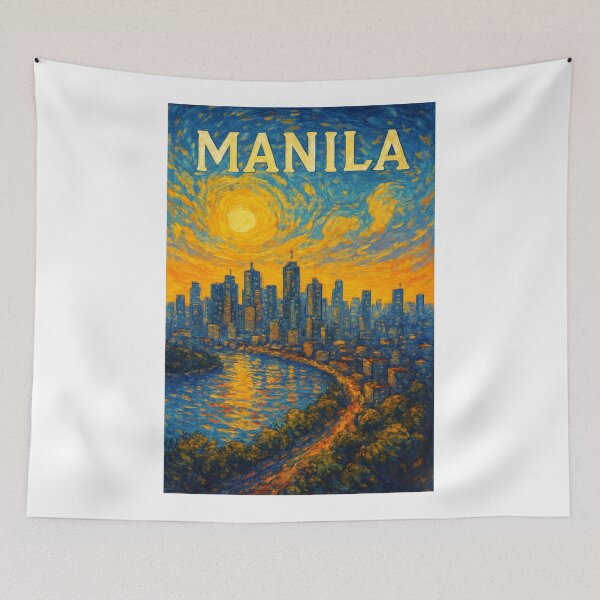 Item preview,  Manila Skyline at Sunset with Pasig River and Urban Glow designed and sold by Aryabek.