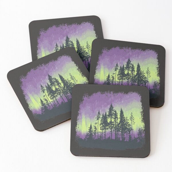 Item preview, Northern lights over forest silhouette – Aurora Borealis design for nature and outdoor fans designed and sold by Meiersbeste.