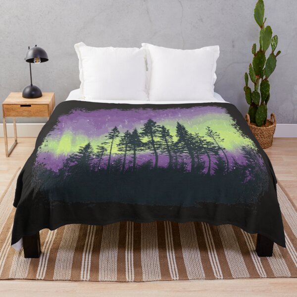 Item preview, Northern lights over forest silhouette – Aurora Borealis design for nature and outdoor fans designed and sold by Meiersbeste.