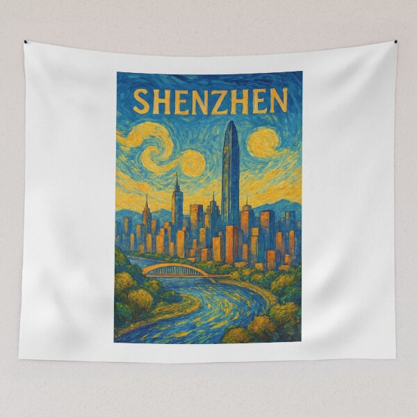 Item preview,  Shenzhen Cityscape with Ping An Tower and Meilin River View designed and sold by Aryabek.