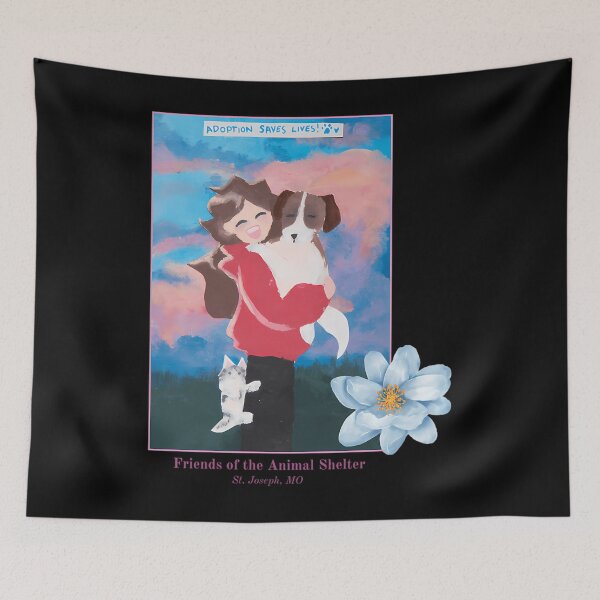 Item preview, Girl Holding A Dog With A Cat On Her Leg designed and sold by Earline65893.