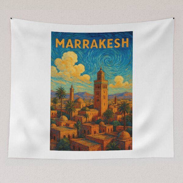 Item preview,  Marrakesh Cityscape with Koutoubia Minaret and Atlas Mountain View designed and sold by Aryabek.