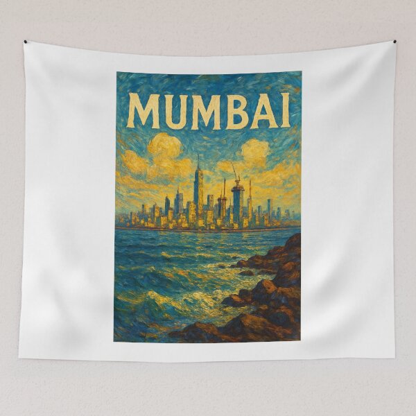 Item preview,  Mumbai Skyline with Arabian Sea and Coastal High-Rises designed and sold by Aryabek.