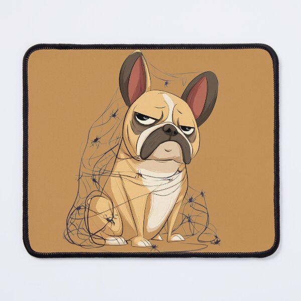 Item preview, Frustrated Frenchie in Spiderweb designed and sold by purrfect pattern.