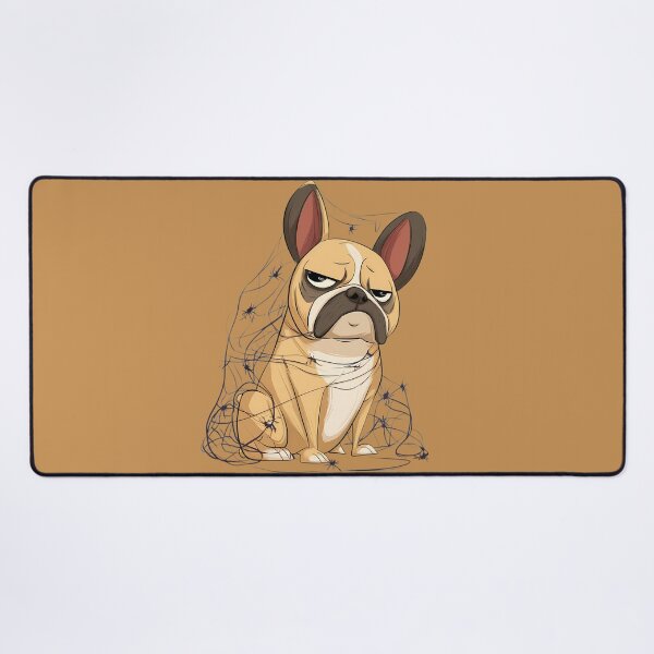 Item preview, Frustrated Frenchie in Spiderweb designed and sold by purrfect pattern.