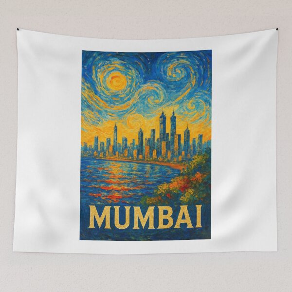 Item preview,  Mumbai Skyline with Marine Drive and Twin Towers at Dusk designed and sold by Aryabek.