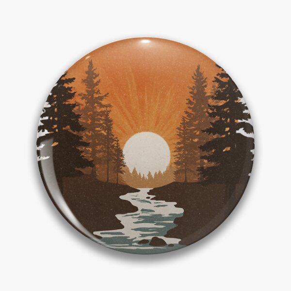 Item preview, Minimalist river in the forest – retro sunset nature motif for outdoor and adventure fans designed and sold by Meiersbeste.
