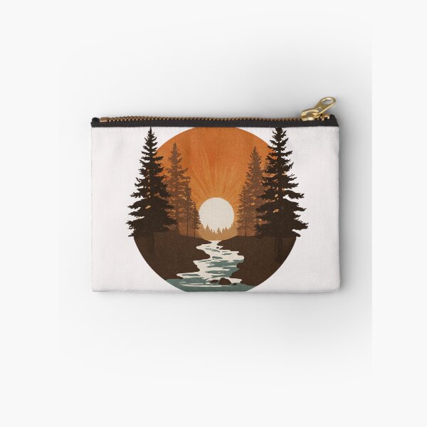 Item preview, Minimalist river in the forest – retro sunset nature motif for outdoor and adventure fans designed and sold by Meiersbeste.