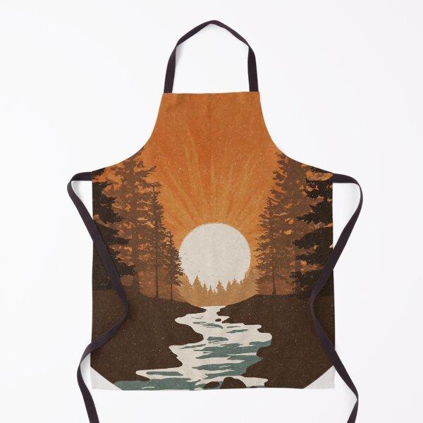 Item preview, Minimalist river in the forest – retro sunset nature motif for outdoor and adventure fans designed and sold by Meiersbeste.