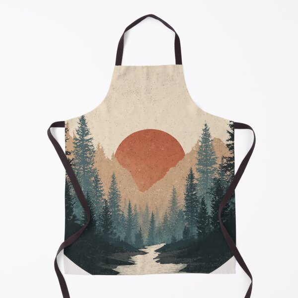 Item preview, Minimalist river in the forest with sunset – retro nature motif for outdoor and adventure fans designed and sold by Meiersbeste.