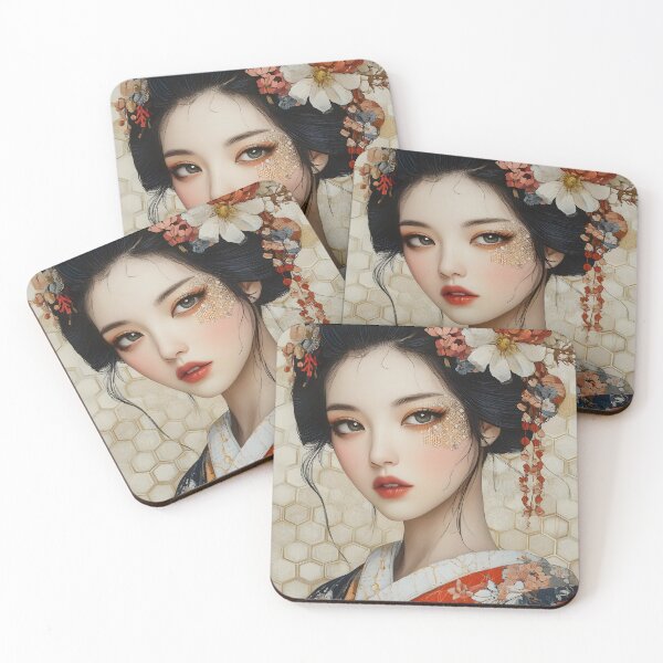 Item preview, Elegant Geisha with Floral Hair and Traditional Kimono designed and sold by Artessie.