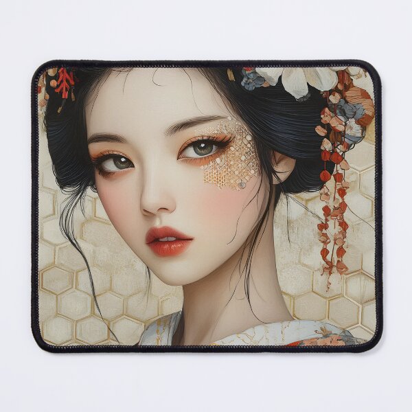 Item preview, Elegant Geisha with Floral Hair and Traditional Kimono designed and sold by Artessie.