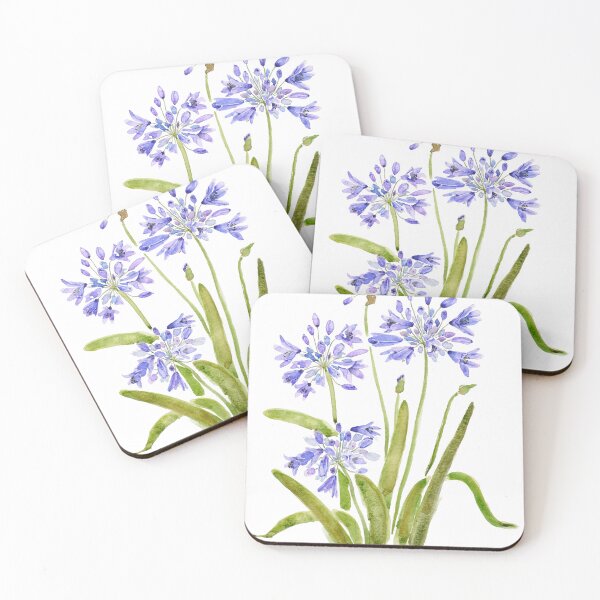 Item preview, Agapanthus in Bloom – Watercolor Botanical Flower Painting designed and sold by ColorandColor.
