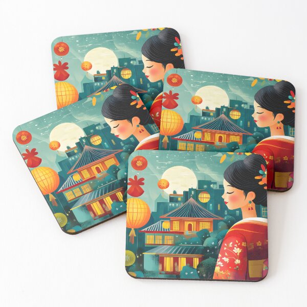 Item preview, Serene Night in a Colorful Japanese Landscape designed and sold by Artessie.