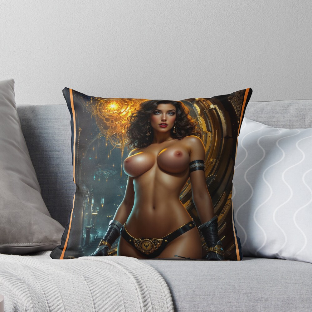 The Haunting Beauty Of Tesora Striking AI Concept Art by Xzendor7 Decorative Art Print Throw Pillow